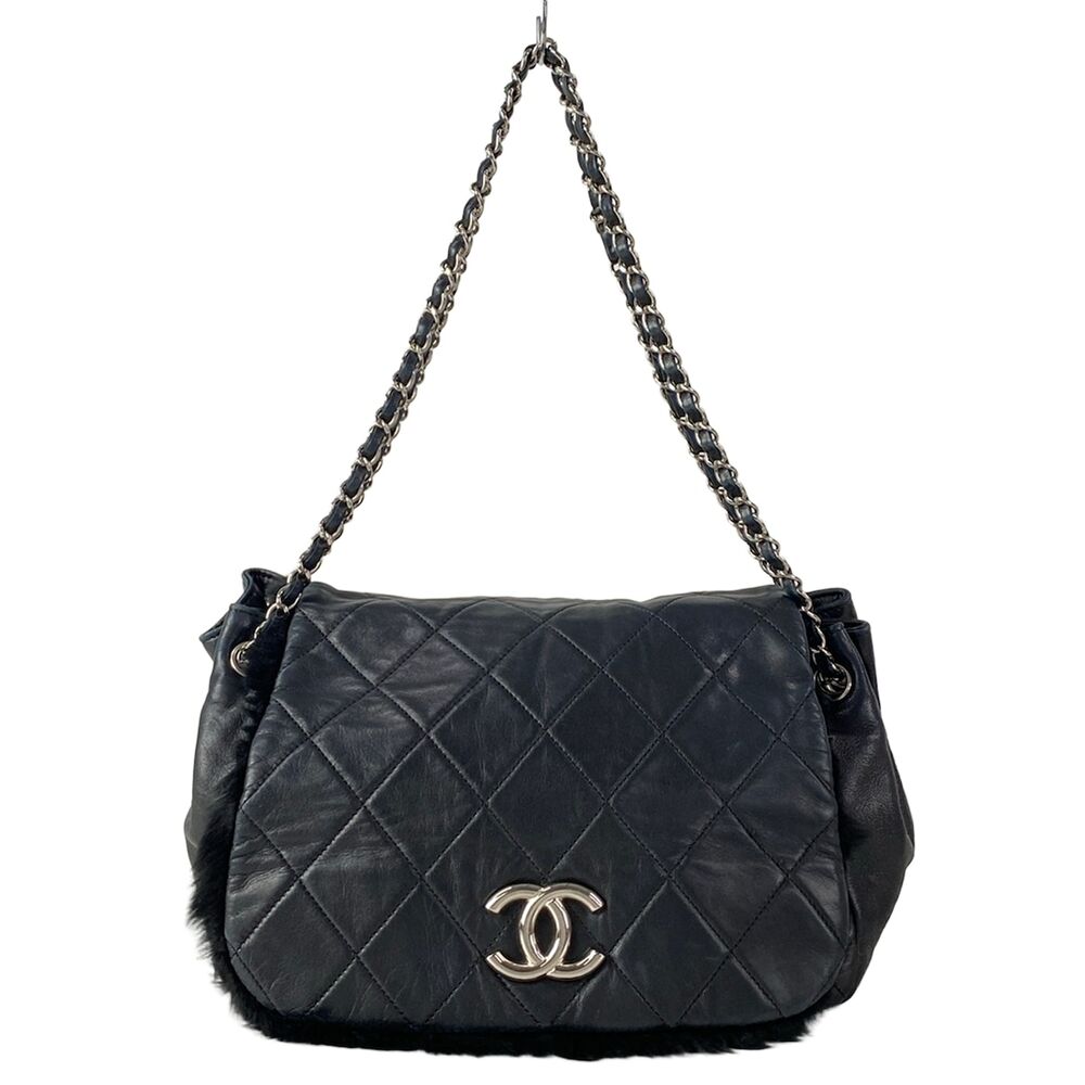 Chanel Matelasse Shoulder Bag Lambskin Fur